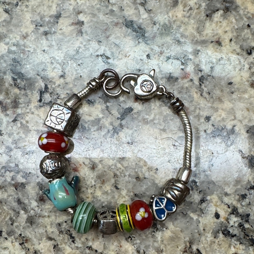 Peace love hope bird Elegant Multicolor Beaded Bracelet vintage.